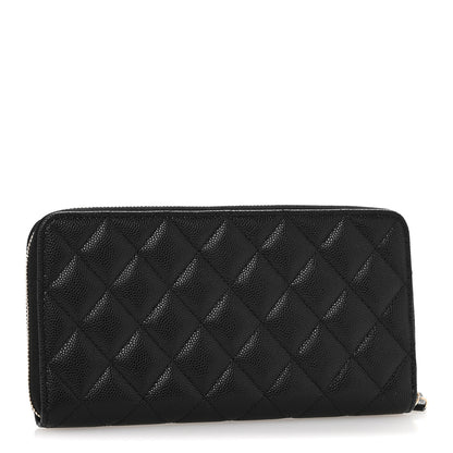 Chanel Caviar Quilted Enamel Long Zipped Wallet Black 3 of 9