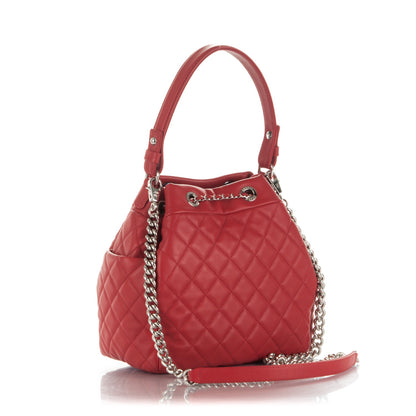 Chanel Lambskin Quilted Cuba Drawstring Tote Red 3 of 7
