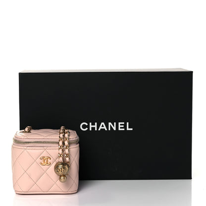 Chanel Lambskin Quilted Pearl Crush Mini Vanity Case With Chain Light Beige 9 of 9