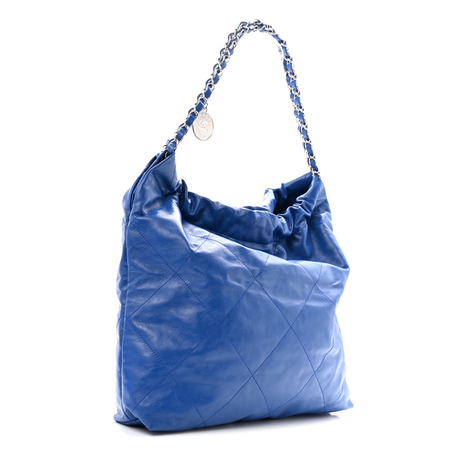 Chanel Shiny Calfskin Quilted Chanel 22 Blue 4 of 13