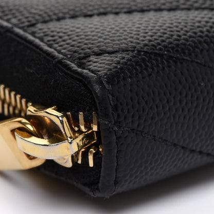 Saint Laurent Grain De Poudre Matelasse Chevron Monogram Zip Around Wallet Black 7 of 11