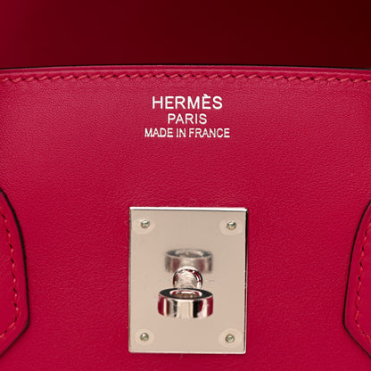 Hermes Swift Twill H Fray Fray Birkin 35 Framboise Ecru 6 of 12