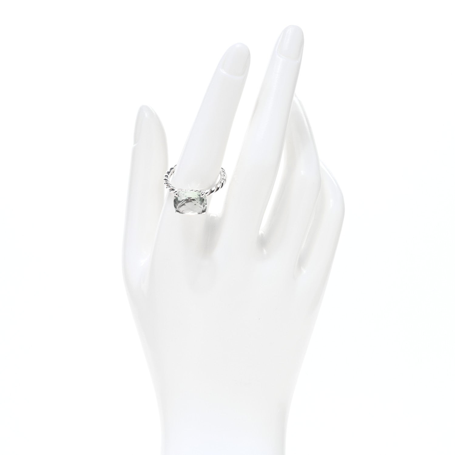 David Yurman Sterling Silver Prasiolite Color Classics Stack Ring 57 8 2 of 4