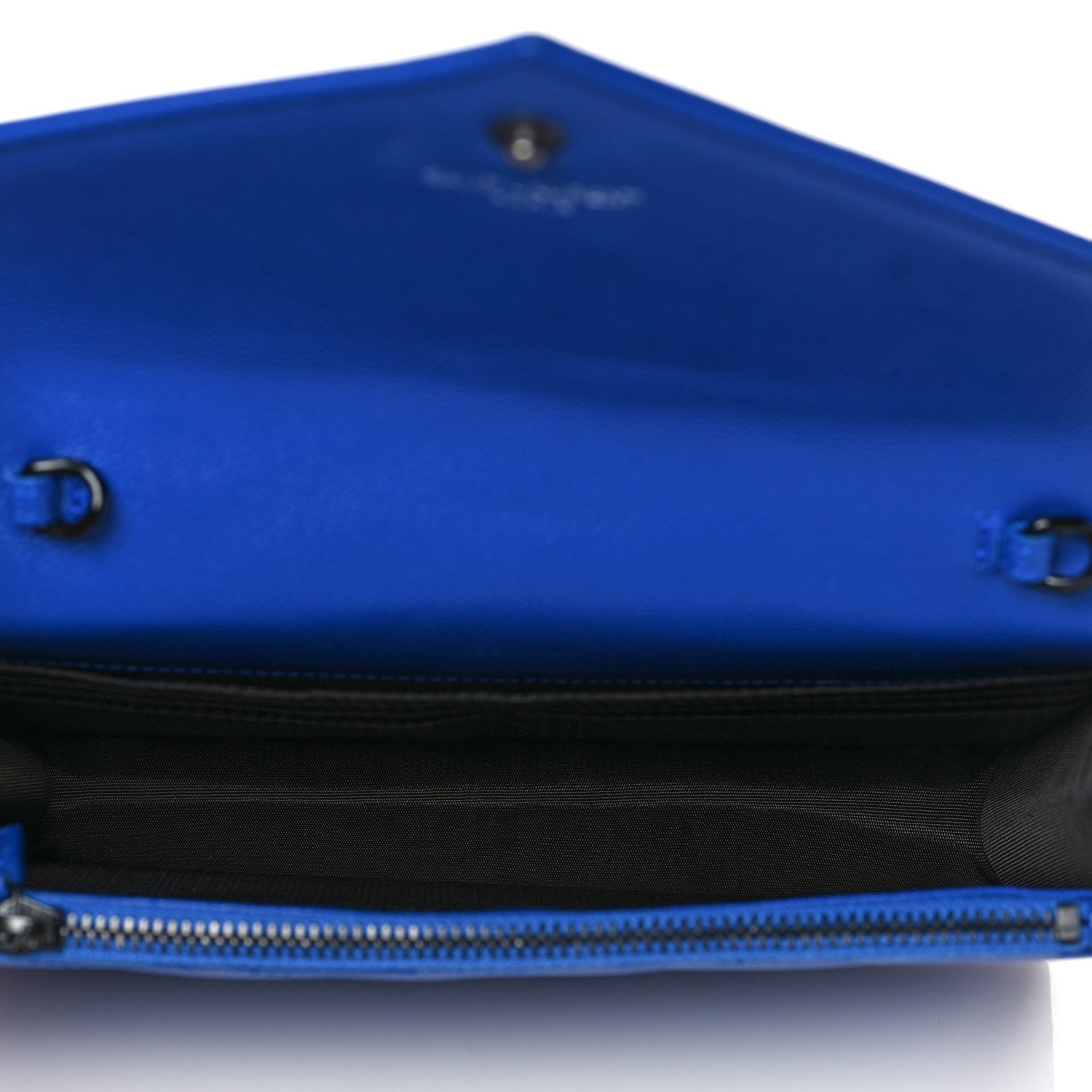 Saint Laurent Grain De Poudre Matelasse Chevron Monogram Envelope Chain Wallet Blue Majorelle 4 of 8