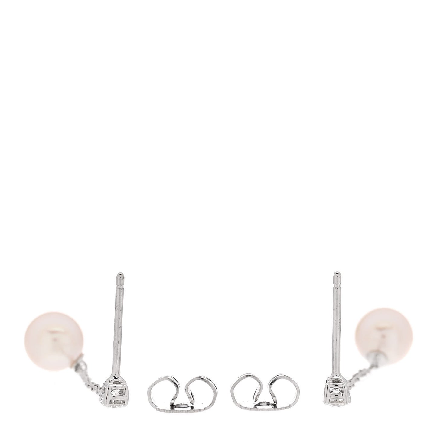 18K White Gold Diamond Akoya Pearl Drop Earrings