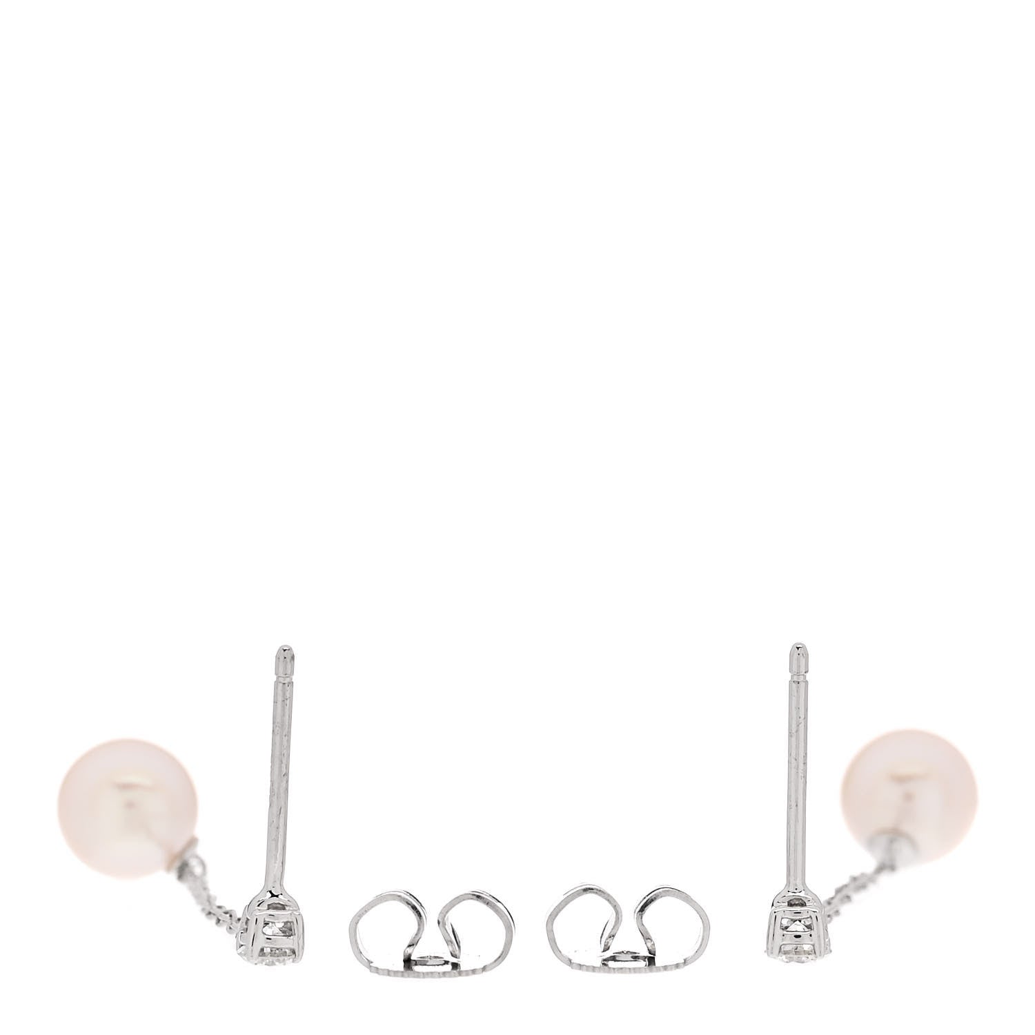 Tiffany 18K White Gold Diamond Akoya Pearl Drop Earrings 3 of 5