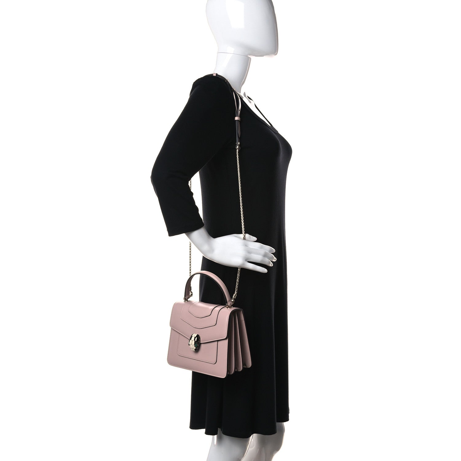 Bulgari Calfskin Serpenti Forever Top Handle Crystal Rose 2 of 11