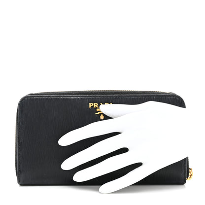 Prada Vitello Move Zip Around Wallet Black 2 of 10