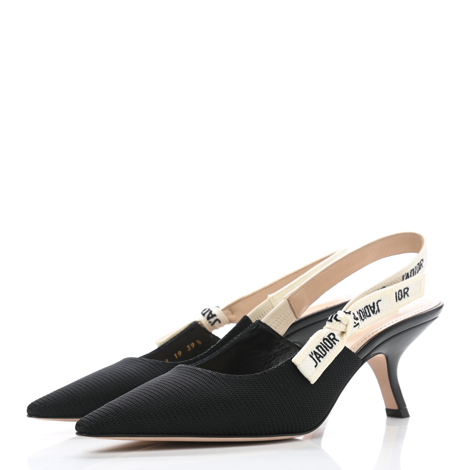 Christian Dior Technical Canvas Ribbon J Adior Slingback 65mm Pumps 39.5 Black 3 of 9