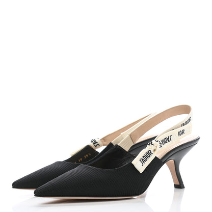 Christian Dior Technical Canvas Ribbon J Adior Slingback 65mm Pumps 39.5 Black 3 of 9
