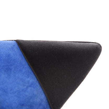 Chanel Suede Calfskin Satin Gabrielle Cap Toe Short Boots 40.5 Royal Blue Black 14 of 15