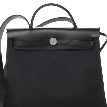 Hermes Military Toile Vache Hunter Herbag Zip PM 31 Black 9 of 12