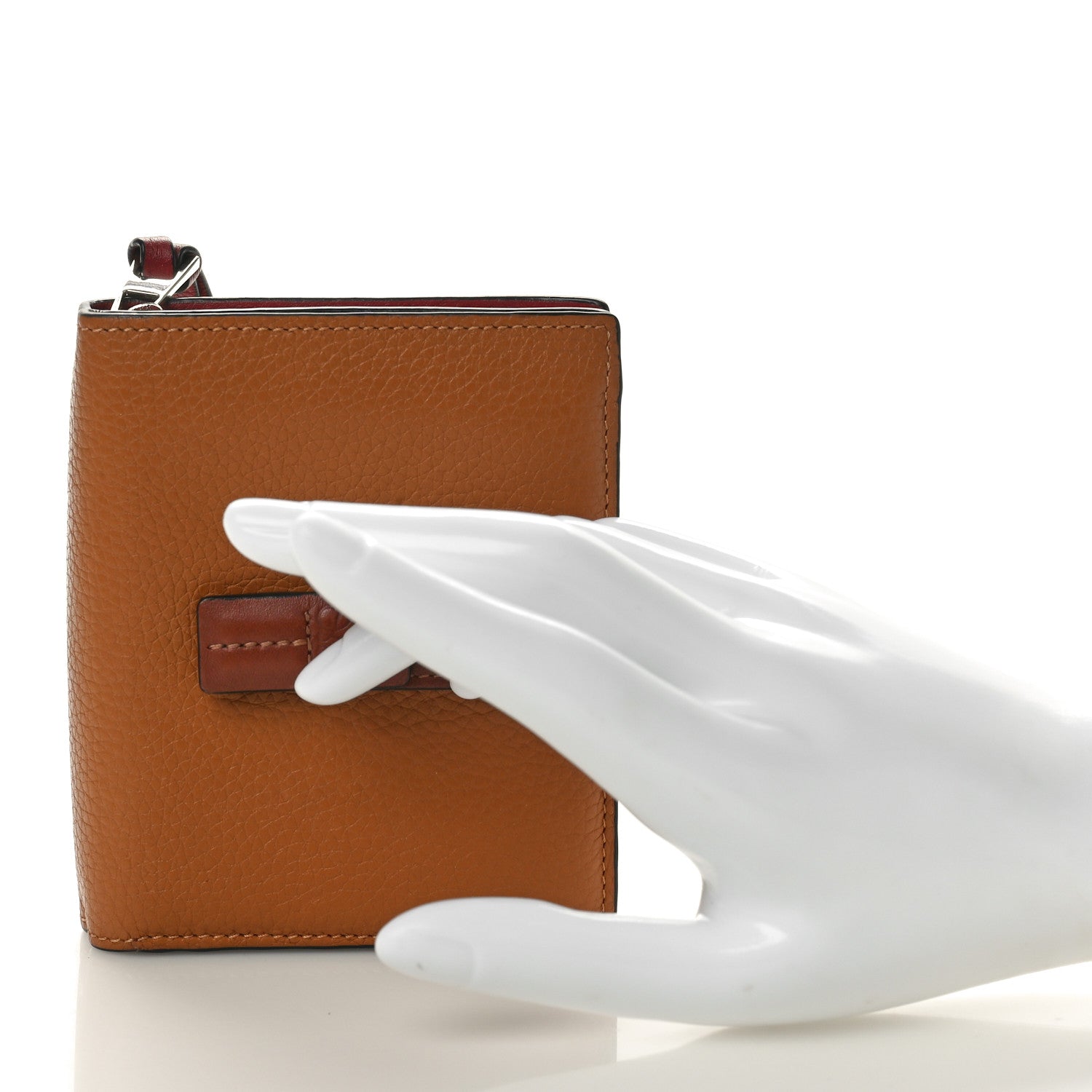 Loewe Grained Calfskin Compact Wallet Caramel Pecan 2 of 9