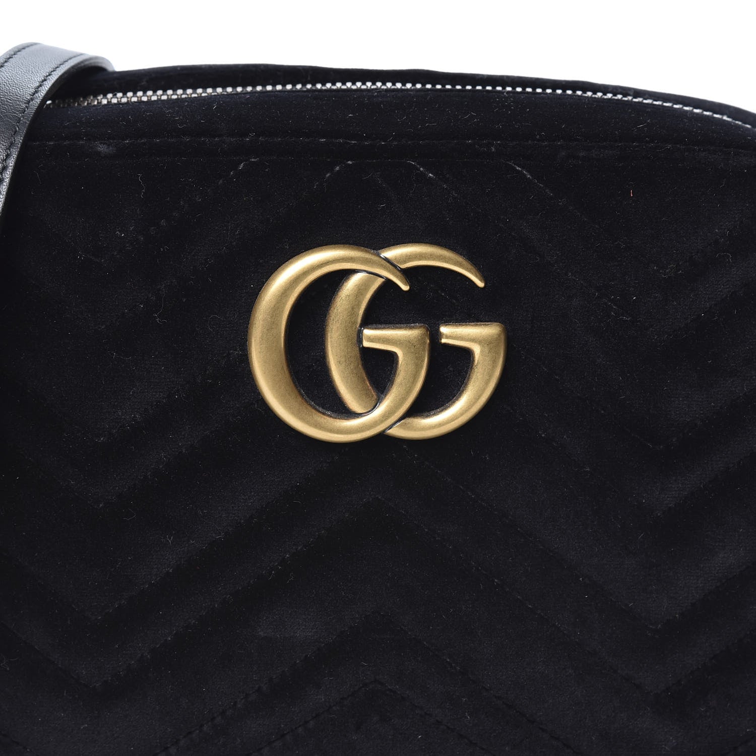 Gucci Velvet Matelasse Small GG Marmont Chain Shoulder Bag Black 9 of 9