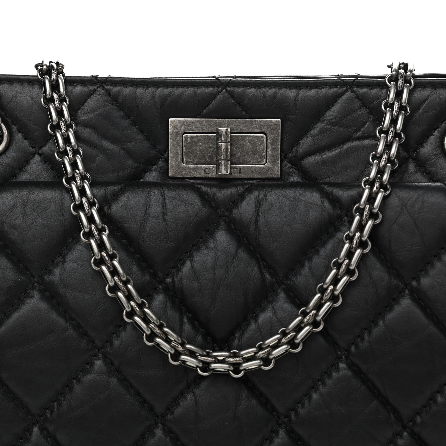 Chanel Aged Calfskin Reissue 2.55 Tote Black 7 of 9
