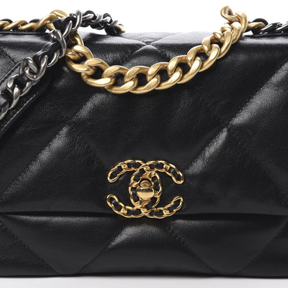 Chanel Goatskin Quilted Medium 19 Flap Black 9 of 11