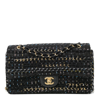 Chanel Tweed Chain Braid Medium Single Flap Black 1 of 10