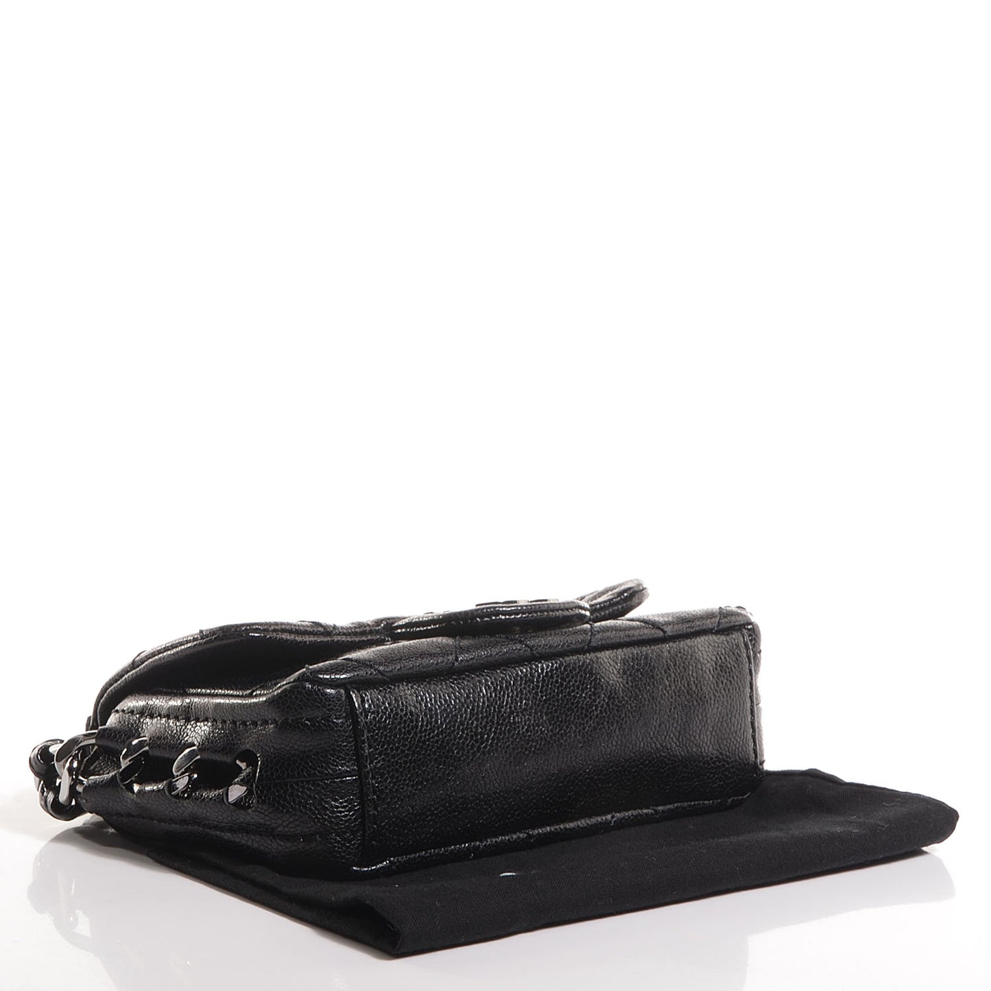 Glazed Caviar Mini Modern Chain Flap Black
