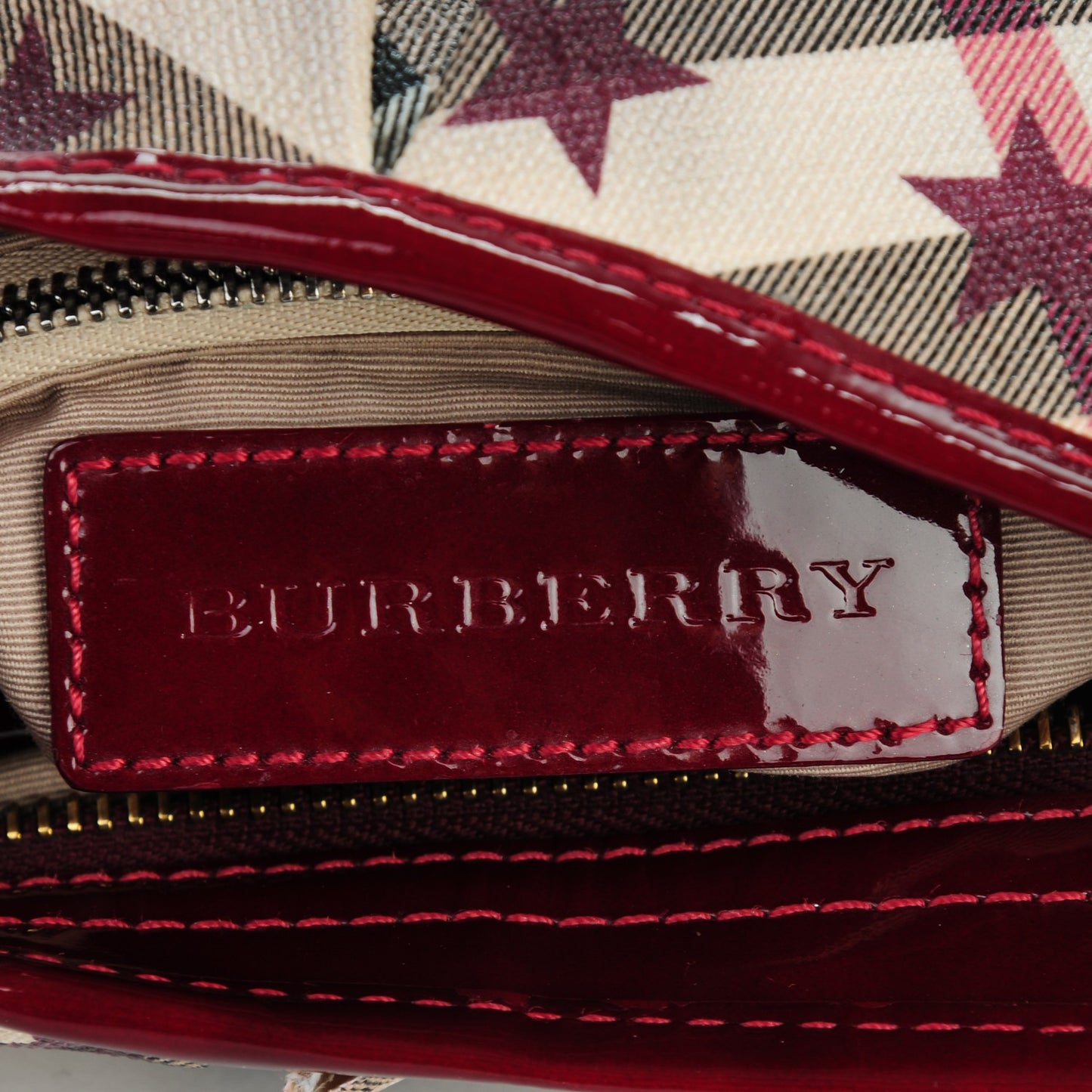 Patent Supernova Check Stars Small Julia Crossbody Bag Berry Red