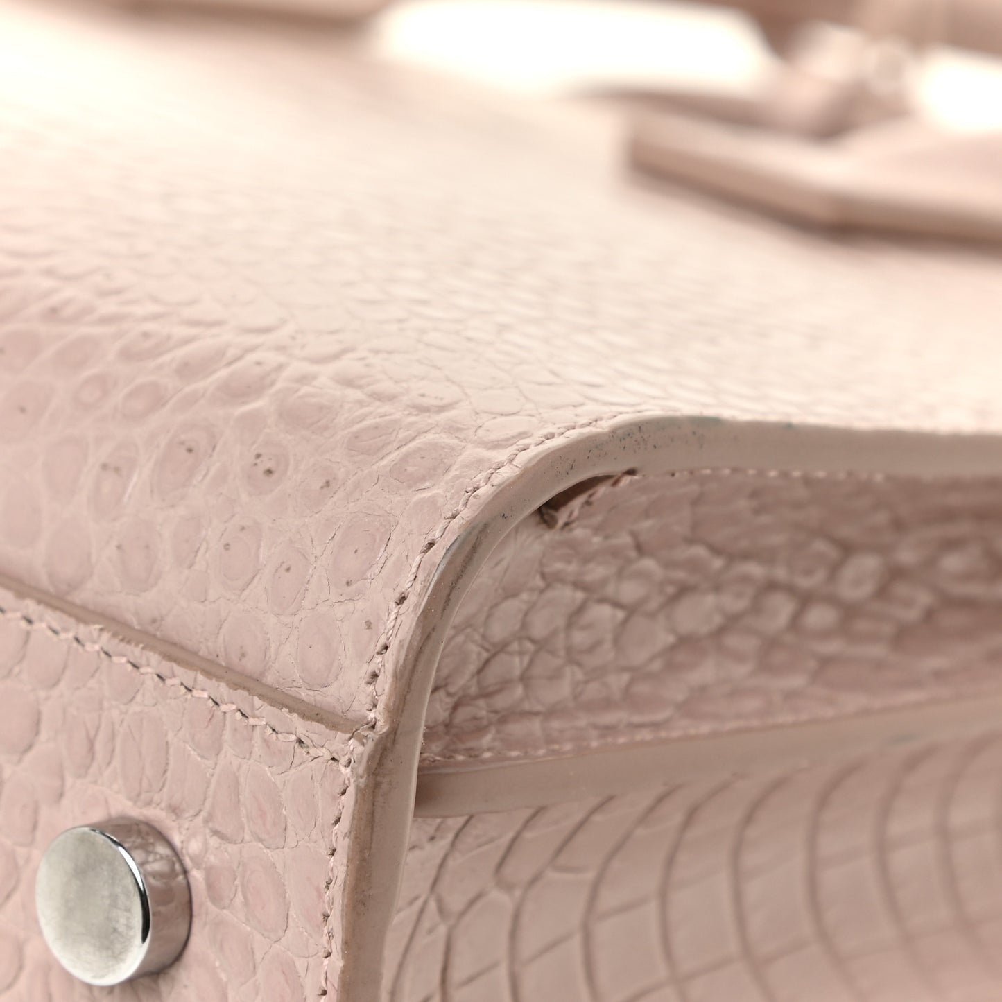 Calfskin Crocodile Embossed Baby Sac De Jour Rose Antic