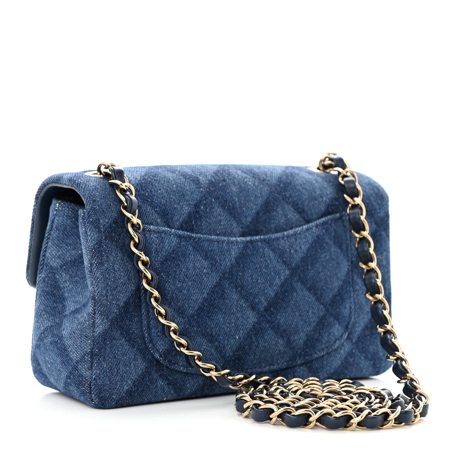 Chanel Printed Denim Quilted Mini Rectangular Flap Dark Blue 3 of 12