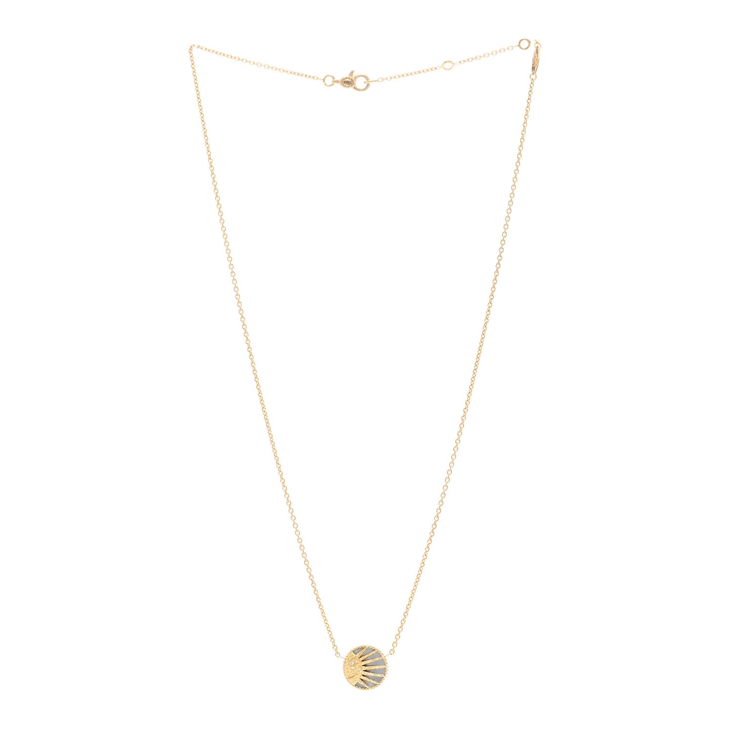 18K Yellow White Gold Diamond Black Onyx Mother of Pearl Rose Celeste Pendant Necklace