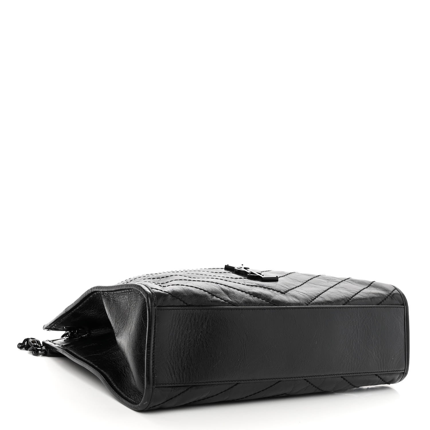 Saint Laurent Crinkled Calfskin Matelasse Monogram Medium Niki Shopper Tote Black 4 of 10