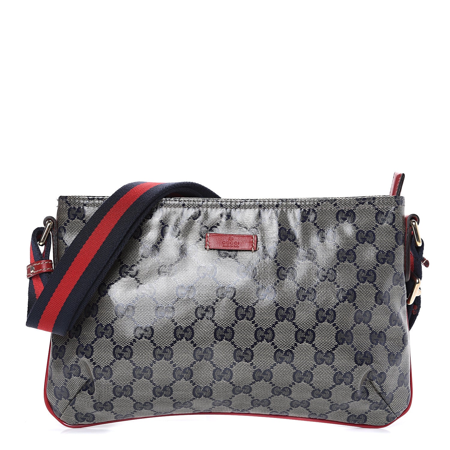 Gucci Crystal Monogram Small Flat Messenger Crossbody Navy 1 of 8