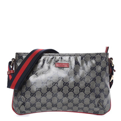 Gucci Crystal Monogram Small Flat Messenger Crossbody Navy 1 of 8