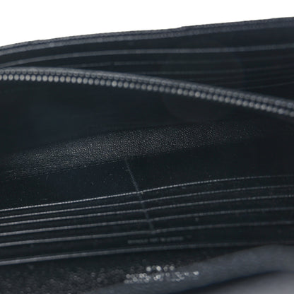 Saint Laurent Grain De Poudre Matelasse Chevron Monogram Monochrome Chain Wallet Black 5 of 9