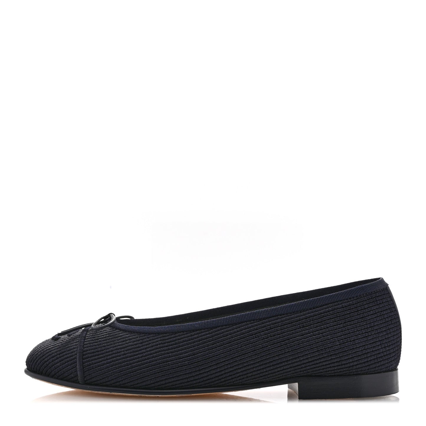 Embroidered Fabric Cap Toe CC Ballerina Flats 37 Dark Navy Blue