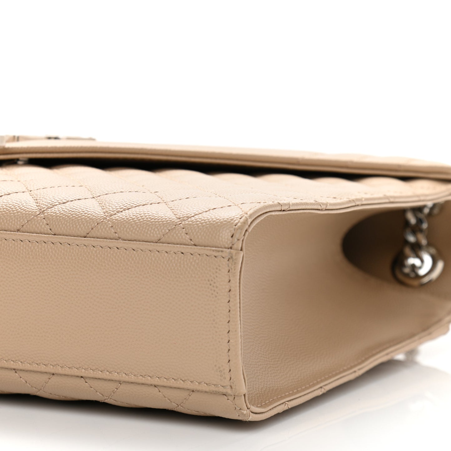 Grain De Poudre Mixed Matelasse Large Triquilt Monogram Satchel Dark Beige