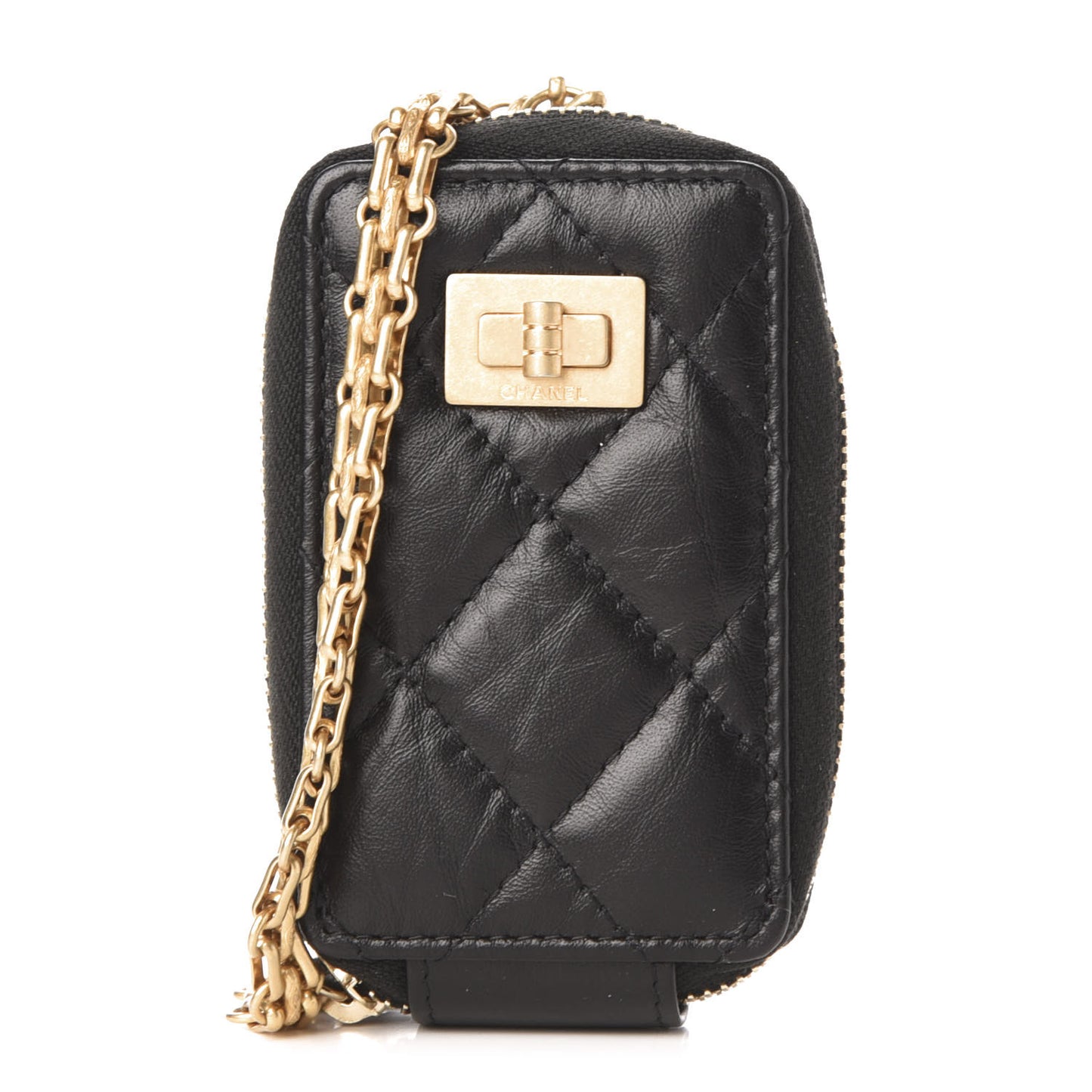 Aged Calfskin Quilted 2.55 Reissue Clutch With Chain Black