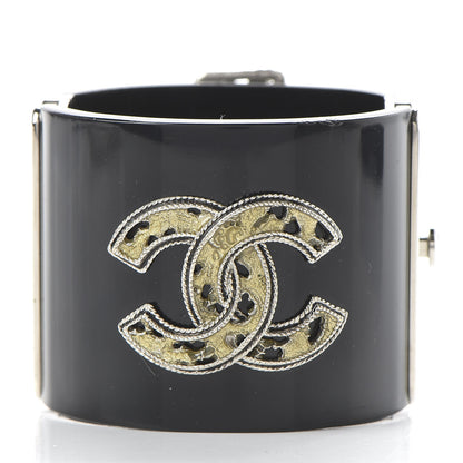 Chanel Resin Crystal CC Cross Cuff Black 3 of 5