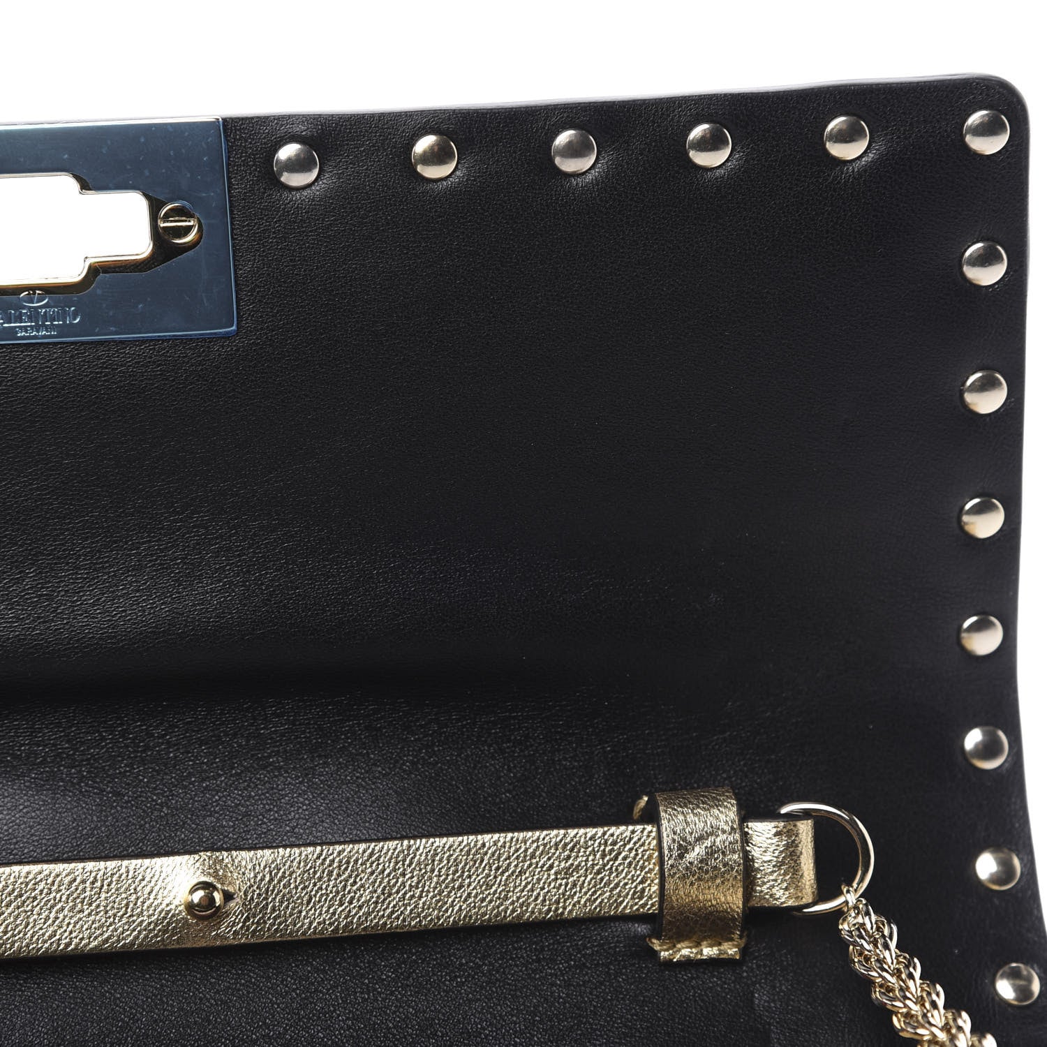Valentino Garavani Metallic Nappa Rockstud Spike Wallet on Chain Mekong 9 of 10