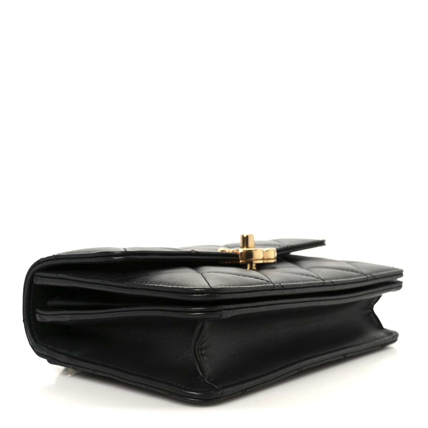Chanel Shiny Calfskin Quilted Mini Metal Top Handle Flap Black 4 of 12