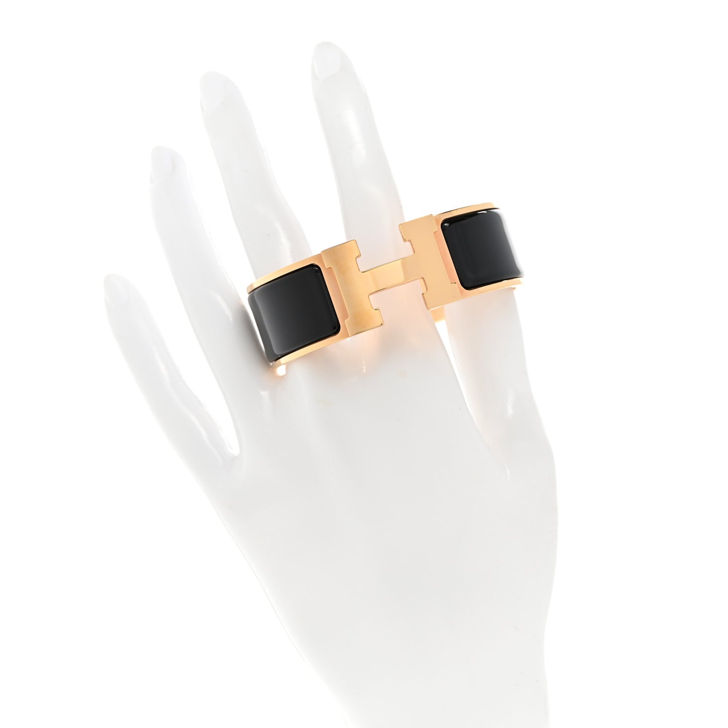 Enamel Wide Clic Clac H Bracelet GM Black