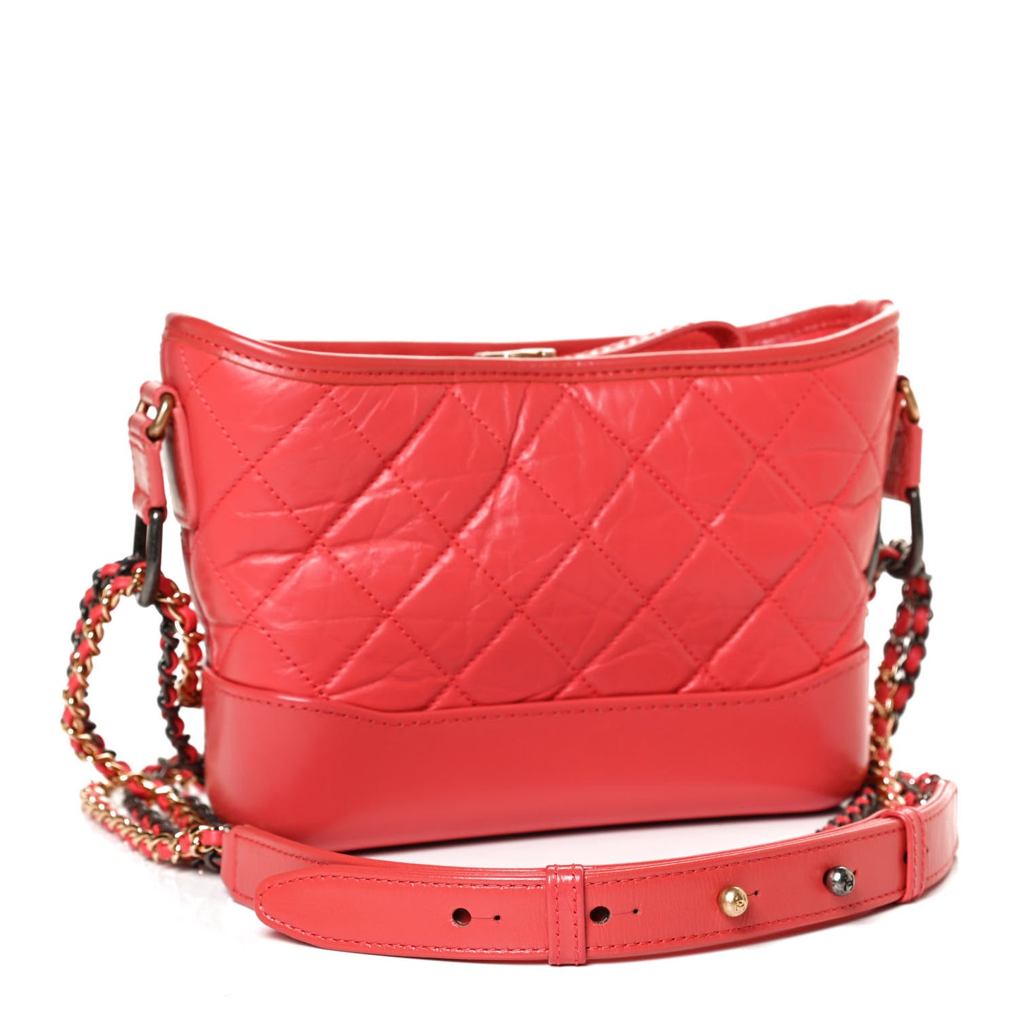 Aged Calfskin Quilted Small Gabrielle Hobo Coral
