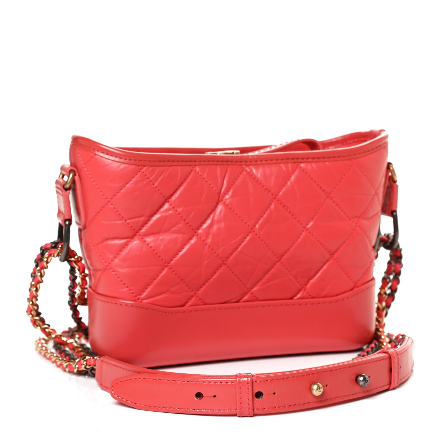 Chanel Aged Calfskin Quilted Small Gabrielle Hobo Coral 3 of 10