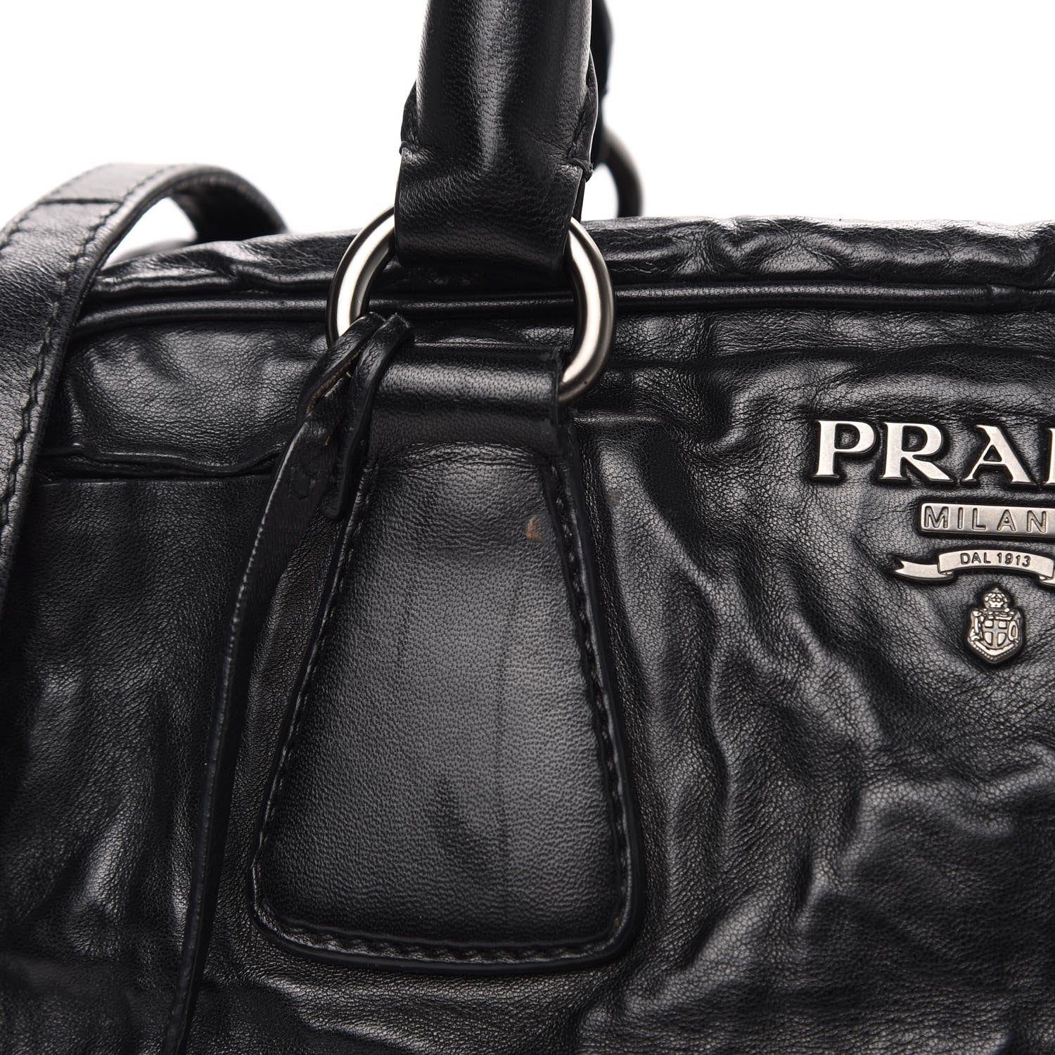 Prada Nappa Antique Shoulder Bag Black 11 of 12