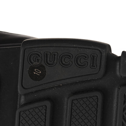 Gucci Quebec Calfskin Technical Jersey Knit GG Monogram Mens Horsebit Ankle Boots 10 Black Light Hibiscus Red 7 of 8