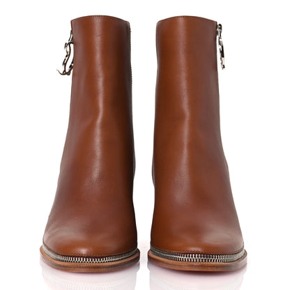 Christian Louboutin Calfskin CL Zip 70 Ankle Bootie 38 Brown 3 of 9