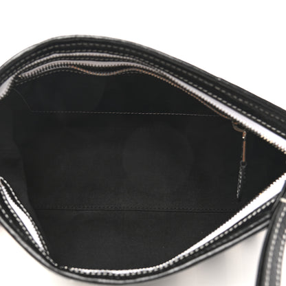 Balenciaga Agneau Arena Striped Patchwork Small Barbes Z Pouch with Handle Black White 5 of 8