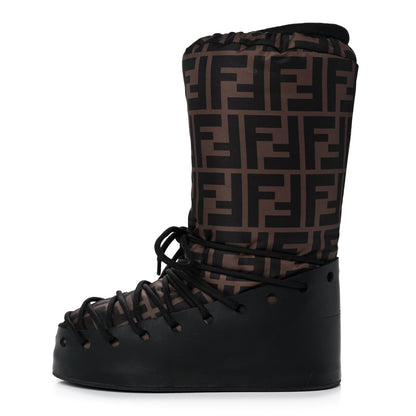 Fendi Nylon Rubber FF Moon Boots 39 Tobacco Black 1 of 13