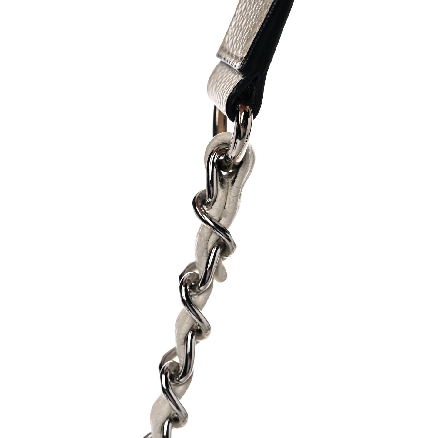 Perforated Grained Calfskin Small Shopping Tote White