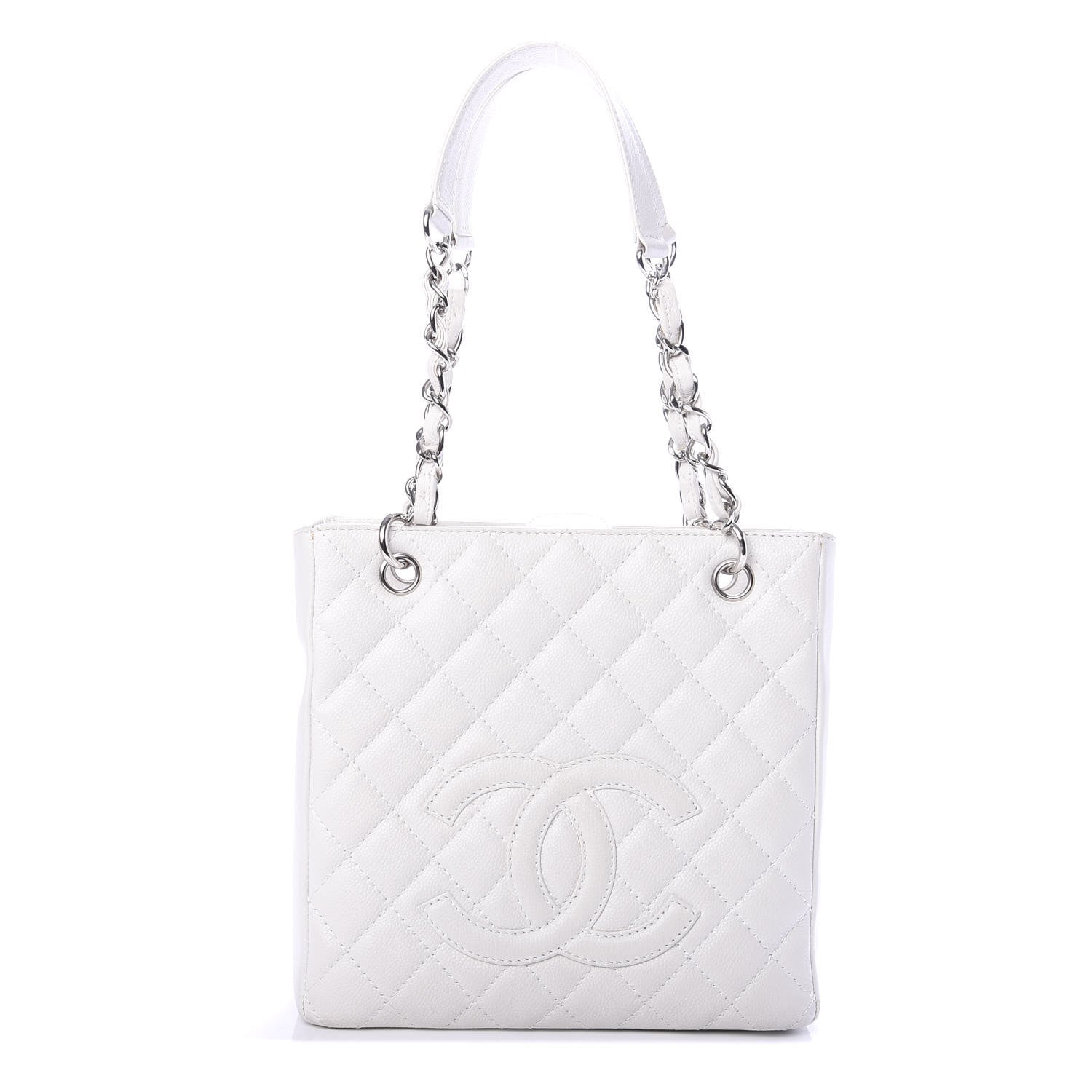 Chanel Caviar Quilted Petit Shopping Tote PST White 1 of 11