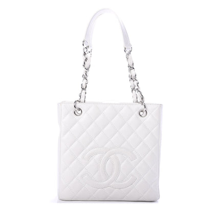 Chanel Caviar Quilted Petit Shopping Tote PST White 1 of 11