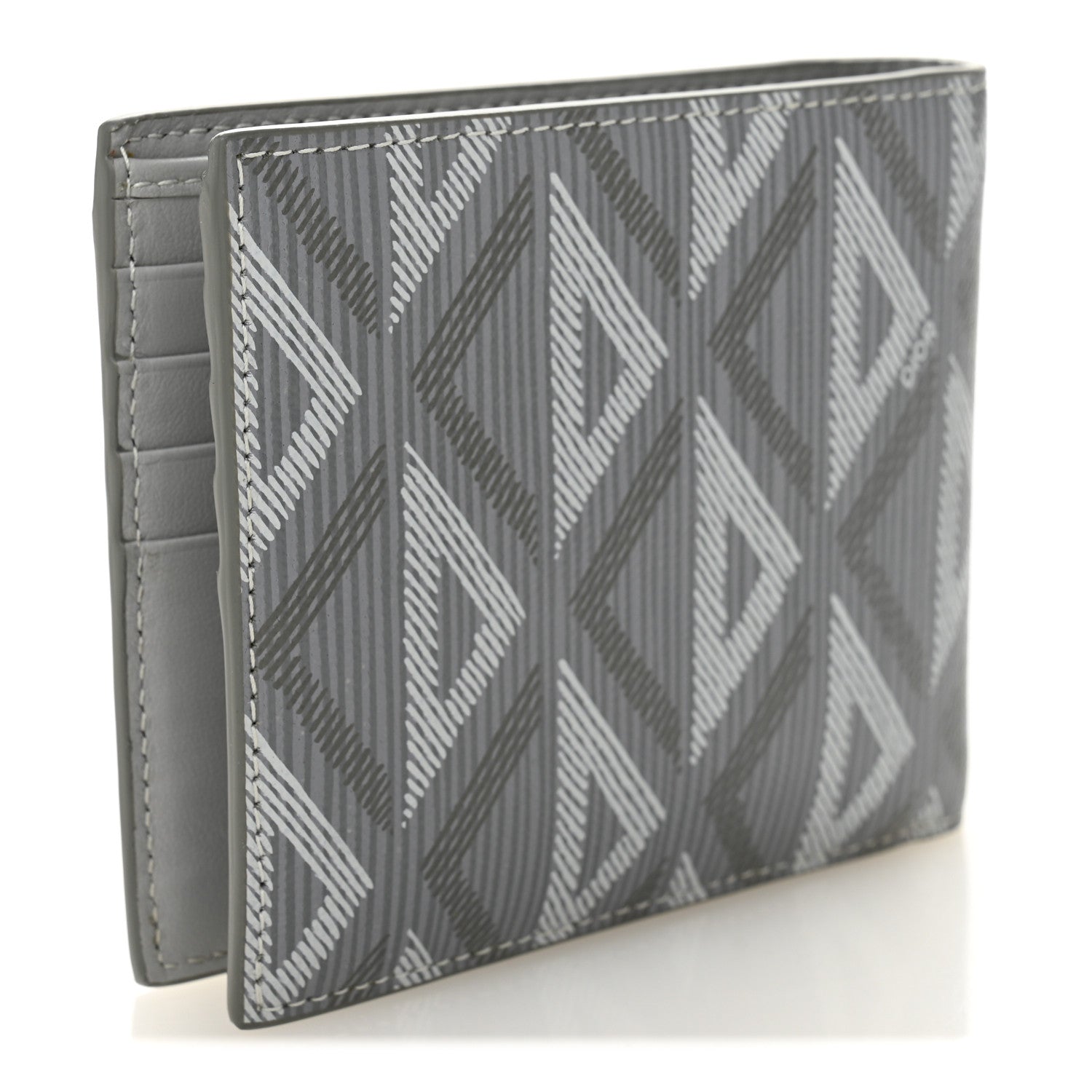 Christian Dior Coated Canvas Calfskin CD Diamond Bifold Wallet Grey 3 of 7