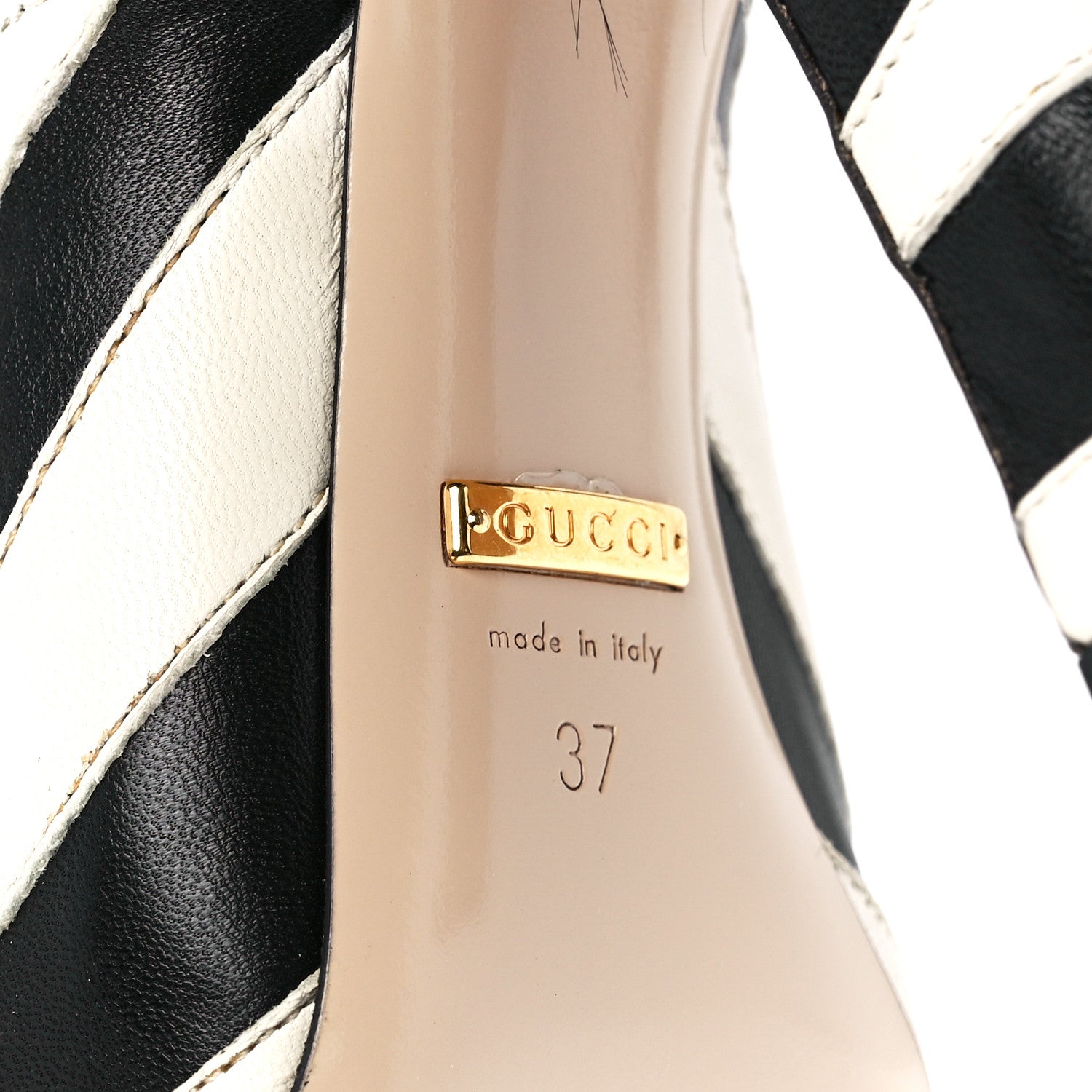 Gucci Malaga Kid Fur Zebra Inlay Lesley Mary Jane Pumps 37 Mystic White Black 6 of 9