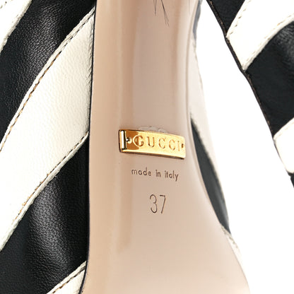 Gucci Malaga Kid Fur Zebra Inlay Lesley Mary Jane Pumps 37 Mystic White Black 6 of 9
